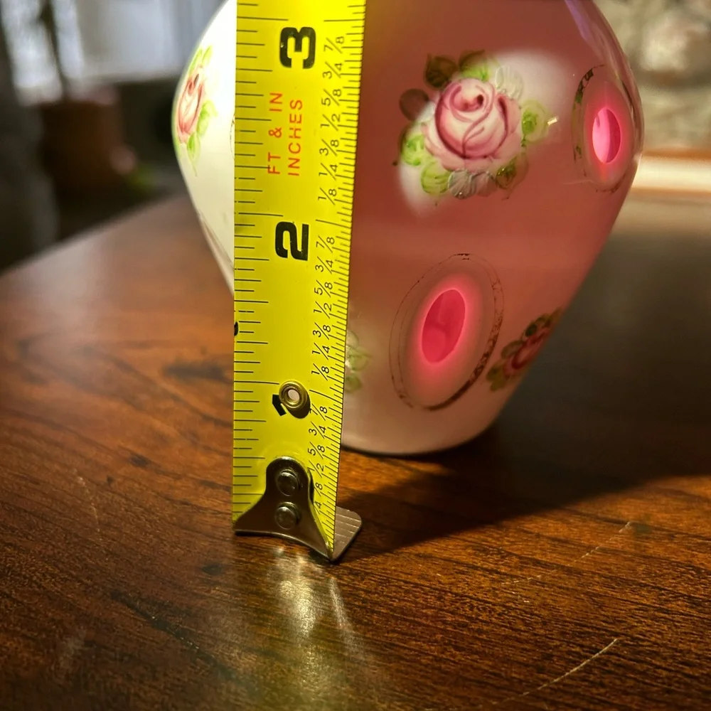 Vintage Famosa LPW Hd Painted Floral Cut Multicolored Glass Gilded Vase Austria